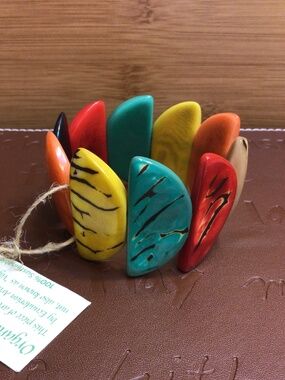 Chunky Handmade Multicolour Tagua Nut Bracelet, Fair Trade